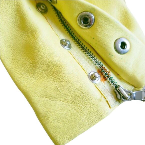 GENERATION LOVE Spencer lemon yellow leather classic biker moto jacket Sz XS NEW - Picture 7 of 12